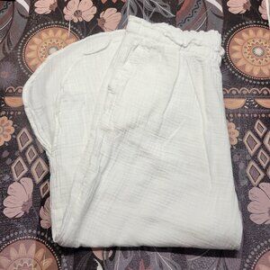 Soma L Bright White Wide Slit Leg Casual Travel Summer Beach Lightweight Pants